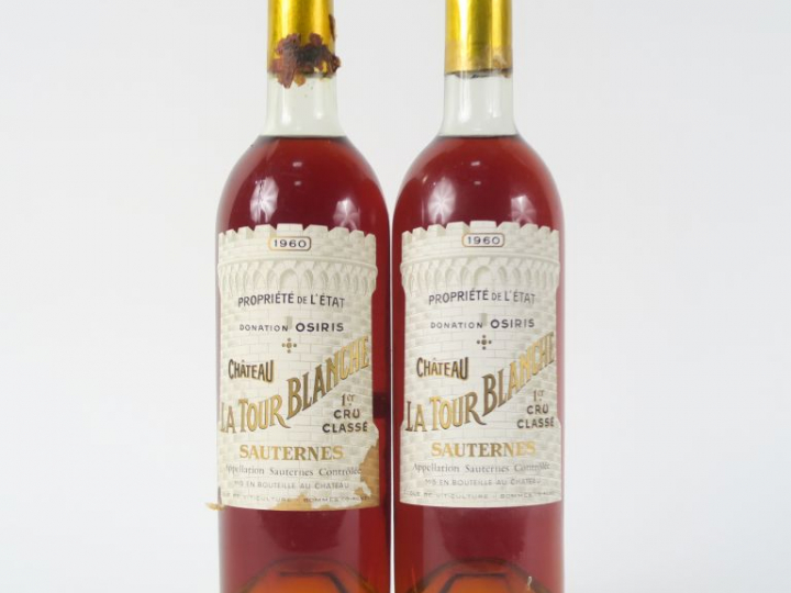 2 BOUTEILLES CHÂTEAU LA TOUR BLANCHE 1er CC SAUTERNES - 1960 - BG/1 EL