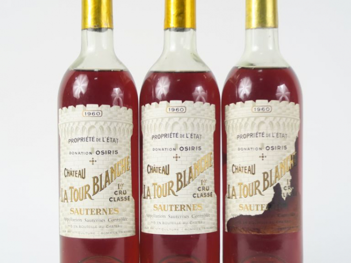3 BOUTEILLES CHÂTEAU LA TOUR BLANCHE 1er CC SAUTERNES - 1960 - MEP