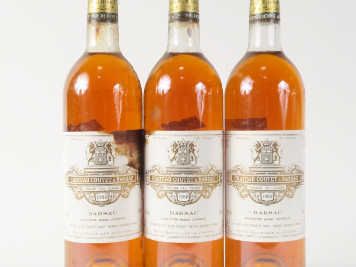 3 BOUTEILLES CHÂTEAU COUTET 1er CC SAUTERNES - 1988 - BG/1 EA/1 ET