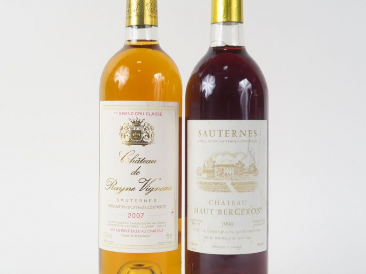 2 BOUTEILLES : 1 CHÂTEAU RAYNE VIGNEAU 1er CC SAUTERNES 2007 - 1 CHÂTE