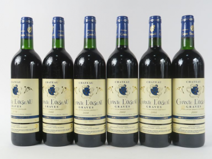 6 BOUTEILLES CHÂTEAU CHANTE L'OISEAU GRAVES - 2000 - 4 BG/1 LB