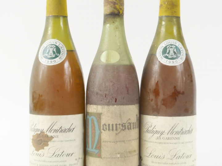 3 BOUTEILLES : 1 VIEILLE BOUTEILLE MEURSAULT JEAN GOURDON 7 CM/BS/CAPS
