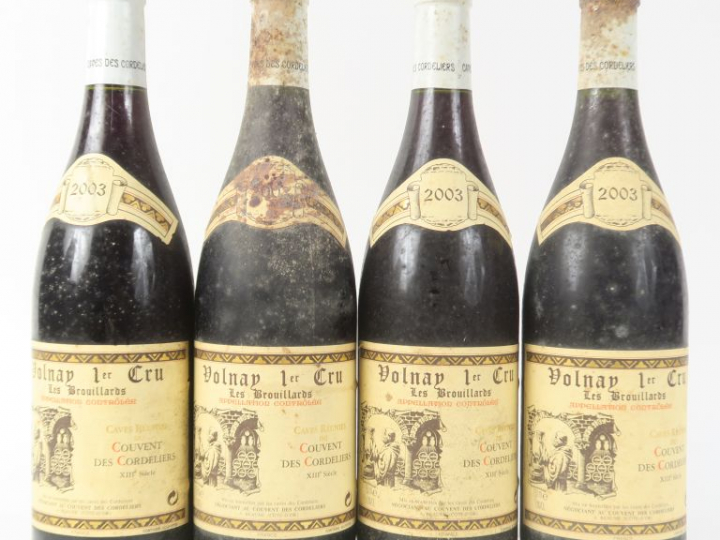 4 BOUTEILLES VOLNAY 1er CRU 'LES BROUILLARDS' COUVENT DES CORDELIERS -