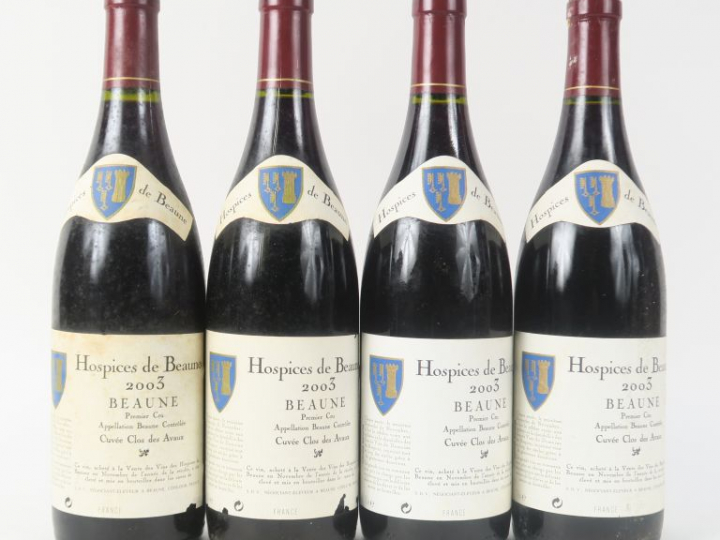 4 BOUTEILLES BEAUNE 1er CRU 'CUVÉE CLOS DES AVAUX' HOSPICES DE BEAUNE 