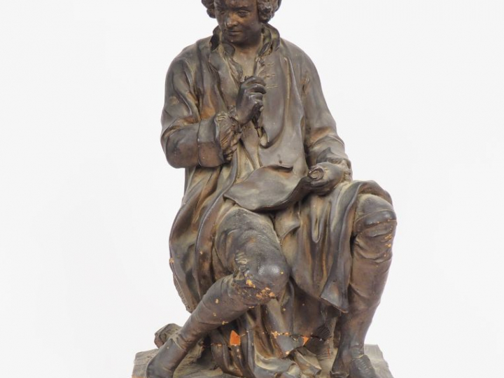 BOUDARD.  "Portrait d'écrivain"  Sculpture XVIIIème en terre cuite pat
