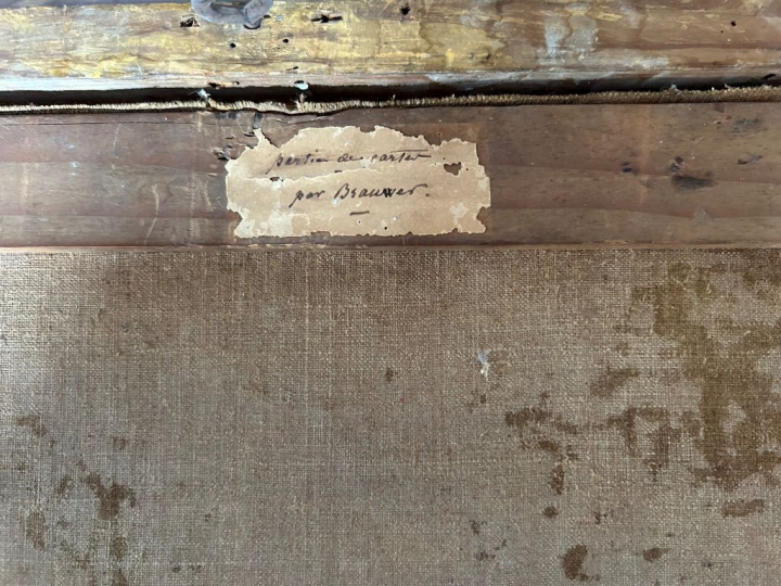 BRAUWER.   Ecole hollandaise XIXème « la partie de carte »  Huile sur 
