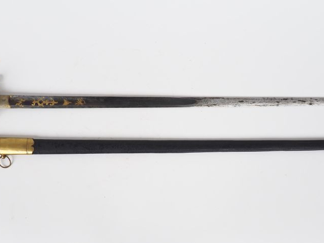 Belle épée d’officier début XIXe – lame droite dos plat au demi – deux