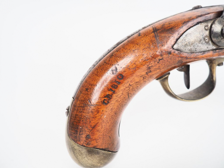 Pistolet à silex de cavalerie modèle An XIII queue de culasse marquée 