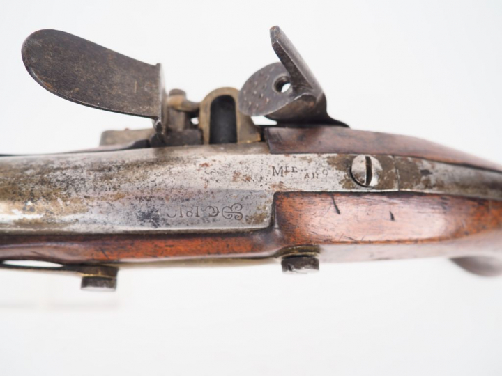 Pistolet à silex de cavalerie modèle An XIII queue de culasse marquée 