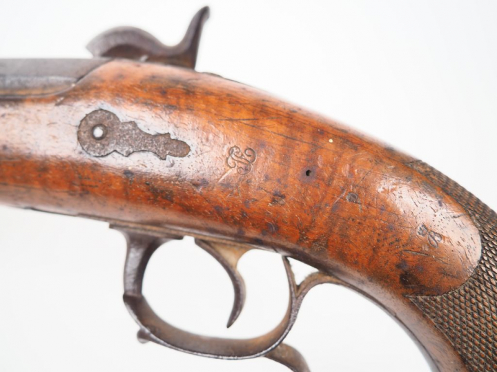 Beau pistolet d’officier modèle 1833 second type, platine à l’arrière 