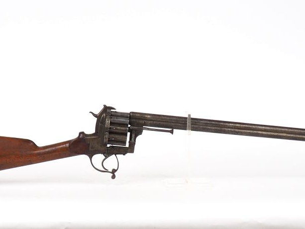 Extraordinaire carabine à barillet système « Le Faucheux », calibre 12