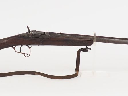 Intéressante carabine de jardin, système Warnant à coffre et à chien, 