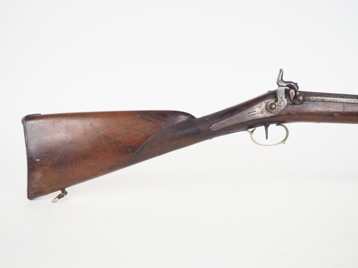 Fusil de chasse monocoup à percussion et platine à l'arrière par S.MER