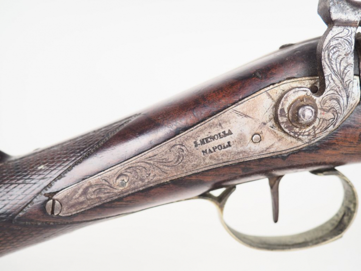 Fusil de chasse monocoup à percussion et platine à l'arrière par S.MER