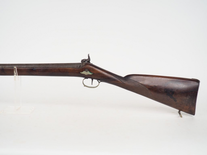 Fusil de chasse monocoup à percussion et platine à l'arrière par S.MER