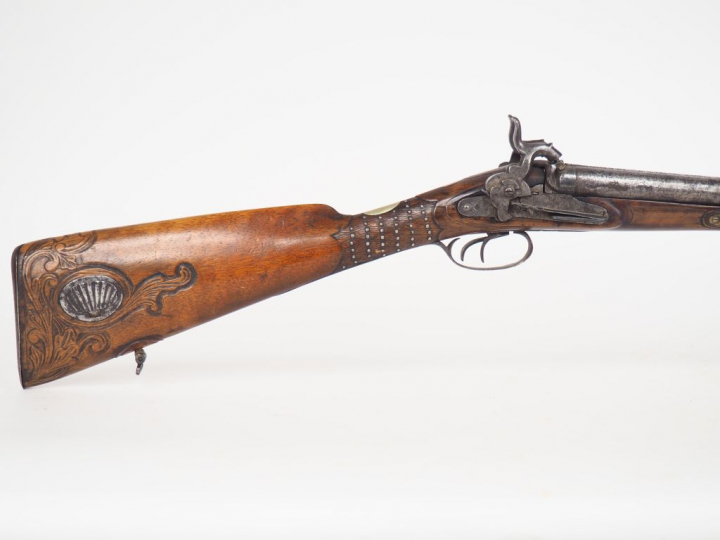 Fusil de chasse juxtaposé espagnol, canons en table, calibre de 24 bal