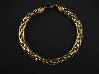 Vente aux enchères Bracelet articulé en or jaune 750, maille palmier.  Long. 19,5 cm Poid