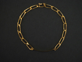 Vente aux enchères Bracelet de naissance en or jaune 750, maille cheval. Long. 17,5 cm Po