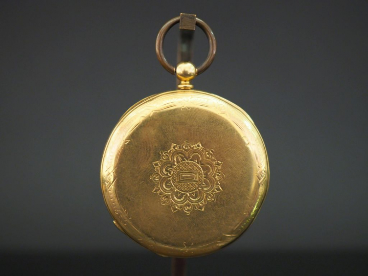 Montre de gousset Napoléon III en or jaune 750. Cadran à chiffres roma