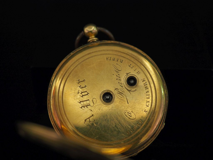 Montre de gousset Napoléon III en or jaune 750. Cadran à chiffres roma