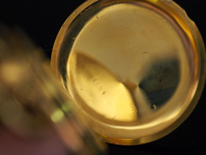 Montre de gousset aveugle en or jaune 750.  Cadran à chiffres arabes p