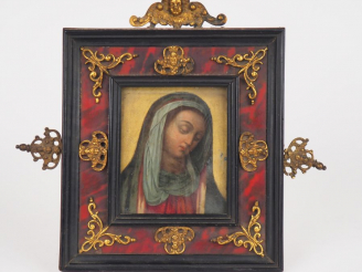 Vente aux enchères Ecole francaise ou italienne XVIIème.  "Sainte femme"  Huile sur cuivr