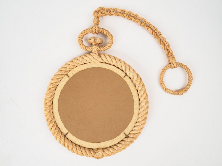 AUDOUX-MINET. Miroir en cordage tressé. H. 65 cm. Diam. 24 cm