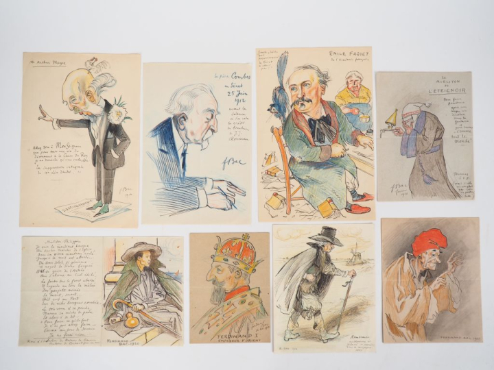 BAC (Ferdinand). LETTRES AUTOGRAPHES ET DESSINS ORIGINAUX adressés par