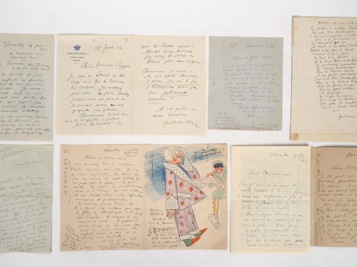 BAC (Ferdinand). LETTRES AUTOGRAPHES ET DESSINS ORIGINAUX adressés par