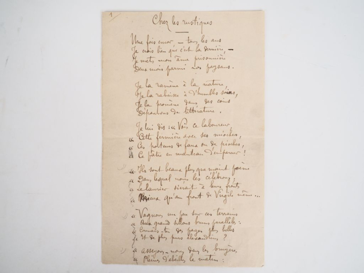 FABIÉ (François) (1846-1928). POÈME AUTOGRAPHE signé. Deux pages sur u