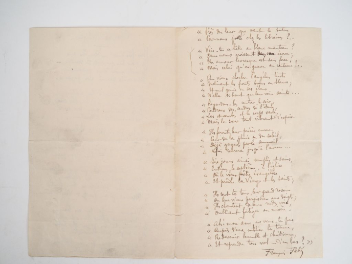 FABIÉ (François) (1846-1928). POÈME AUTOGRAPHE signé. Deux pages sur u