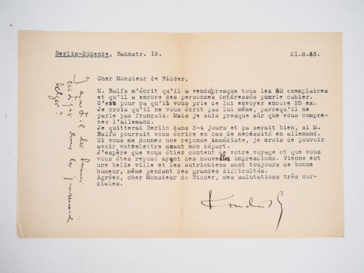 KANDINSKY (Vassily). LETTRE TAPUSCRITE signée (avec 3 lignes autograph