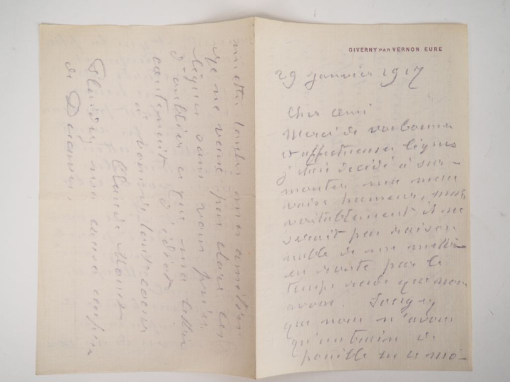 MONET (Claude). LETTRE AUTOGRAPHE SIGNÉE adressée à Gustave Geoffroy. 