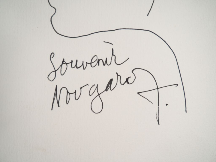 NOUGARO (Claude) (1929-2004). DESSIN ORIGINAL SIGNÉ (portrait de profi