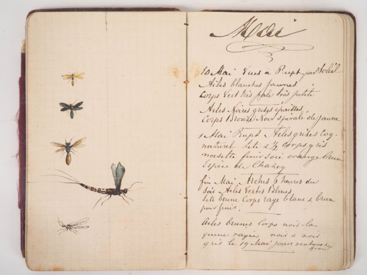 [PÊCHE]. CEZARD (Albert). MOUCHES VUES SUR L’EAU. Carnet petit in-12 v