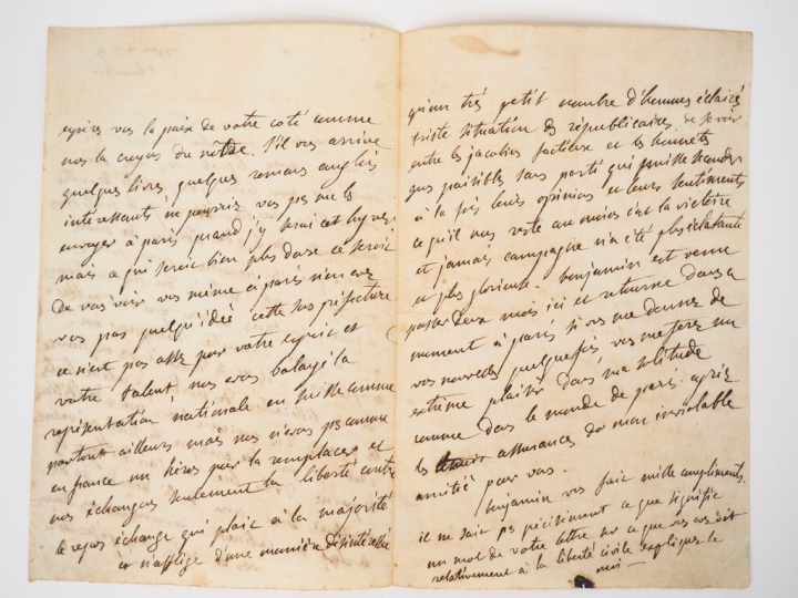 STAËL (Madame de). LETTRE AUTOGRAPHE adressée à Masclet. Coppet, 29 Th