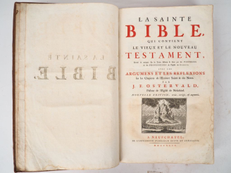 Vente aux enchères [BIBLE]. LA SAINTE BIBLE, qui contient le Vieux et le Nouveau Testamen