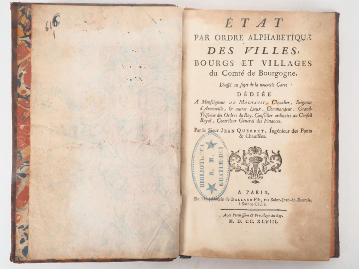 [BOURGOGNE]. QUERRET (J.). ÉTAT PAR ORDRE ALPHABÉTIQUE DES VILLES, BOU