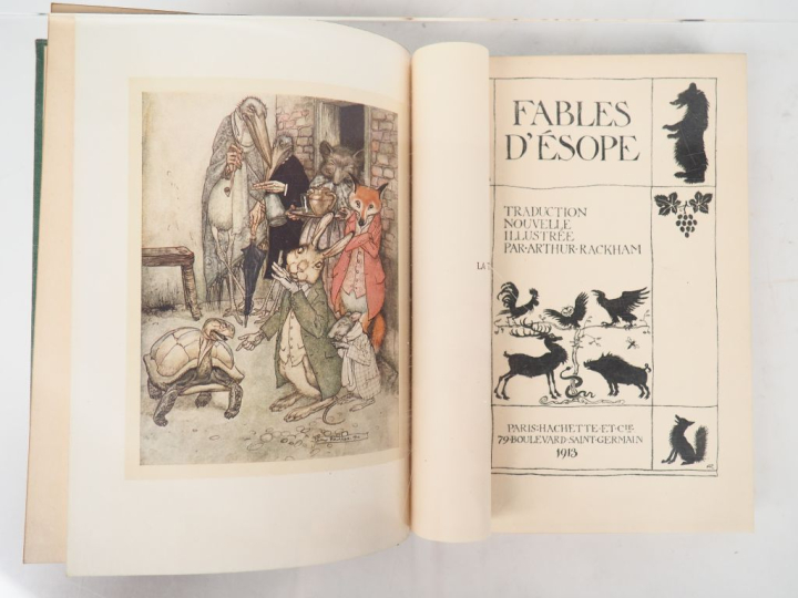 ÉSOPE. FABLES. P., Hachette, 1913. In-8 percaline verte illustrée de l