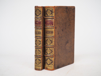 Vente aux enchères [JANSÉNISME]. AFFAIRE DE DOUAI. Deux volumes in-12 veau brun, dos à ne