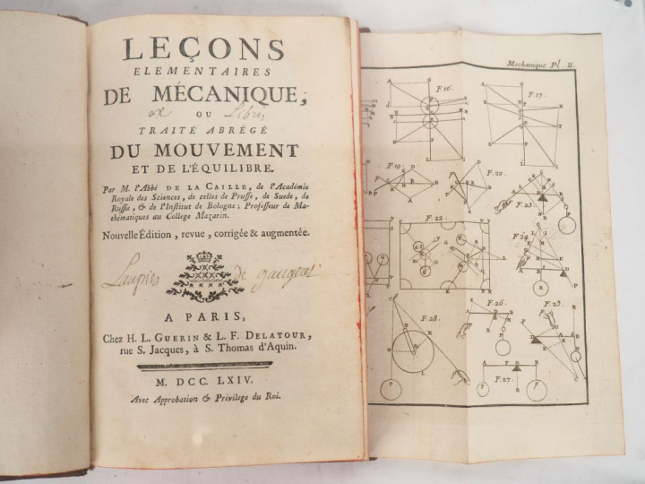 LACAILLE (N.-L. de). LEÇONS ÉLÉMENTAIRES DE MÉCANIQUE, ou Traité abrég