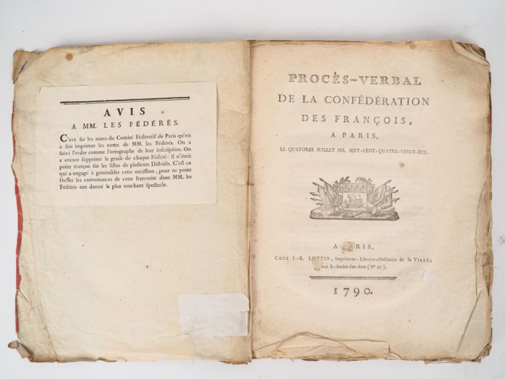 [LA FAYETTE (Marquis de)]. PROCÈS-VERBAL DE LA CONFÉDÉRATION DES FRANÇ