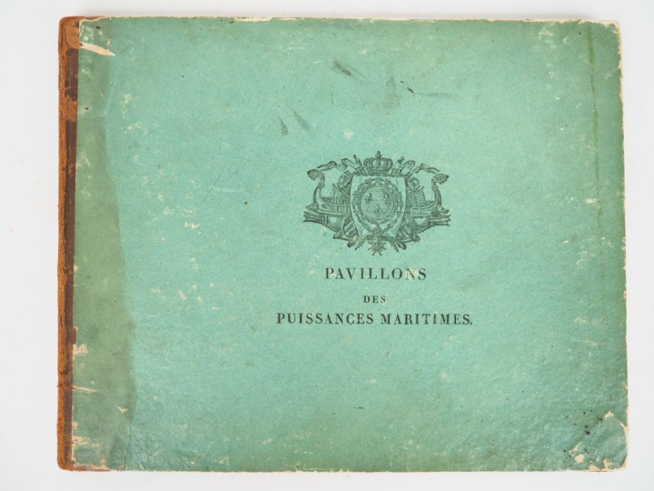 PAVILLONS DES PUISSANCES MARITIMES, en 1819. Lithogr. de C.[harles] Mo