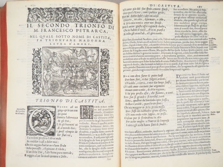 PÉTRARQUE. IL PETRARCA con l’espositione d’Allessandro Vellutello. Vin