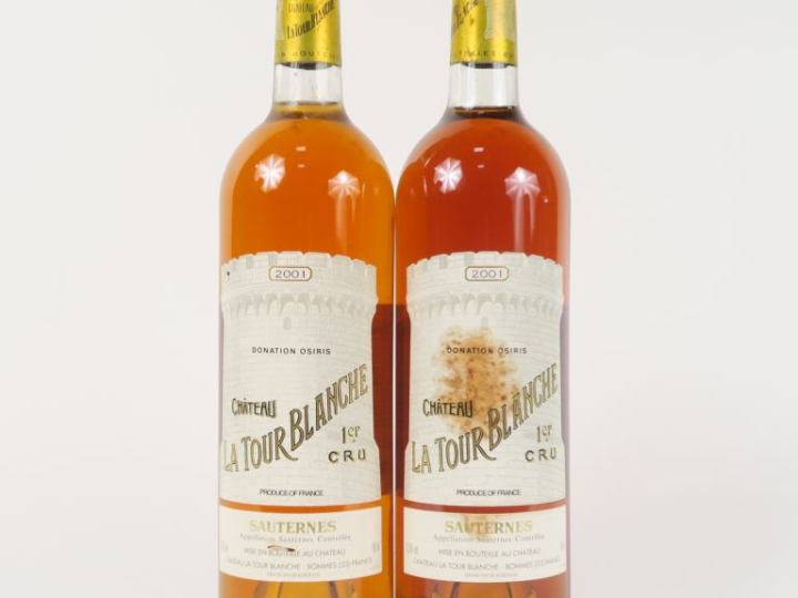 2 BOUTEILLES CHÂTEAU LA TOUR BLANCHE 1er CC SAUTERNES - 2001 - BG/1 ET