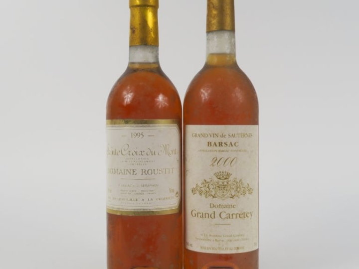 2 BOUTEILLES :  1 DOMAINE ROUSTIT STE CROIX DU MONT 1995 - 1 DOMAINE G