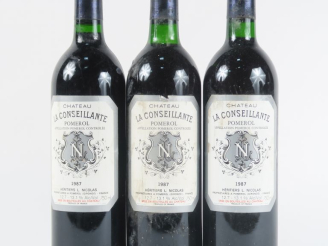 Vente aux enchères 3 BOUTEILLES CHÂTEAU LA CONSEILLANTE POMEROL - 1987 - BG/ETLT