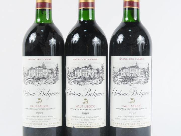 3 BOUTEILLES CHÂTEAU BELGRAVE GCC HAUT MEDOC - 1989 - BG
