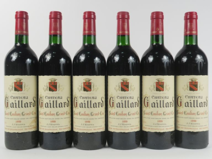 6 BOUTEILLES CHÂTEAU GAILLARD GC ST EMILION - 1996 - BG
