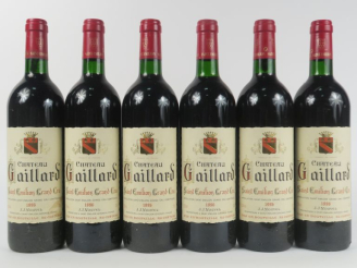 Vente aux enchères 6 BOUTEILLES CHÂTEAU GAILLARD GC ST EMILION - 1996 - BG